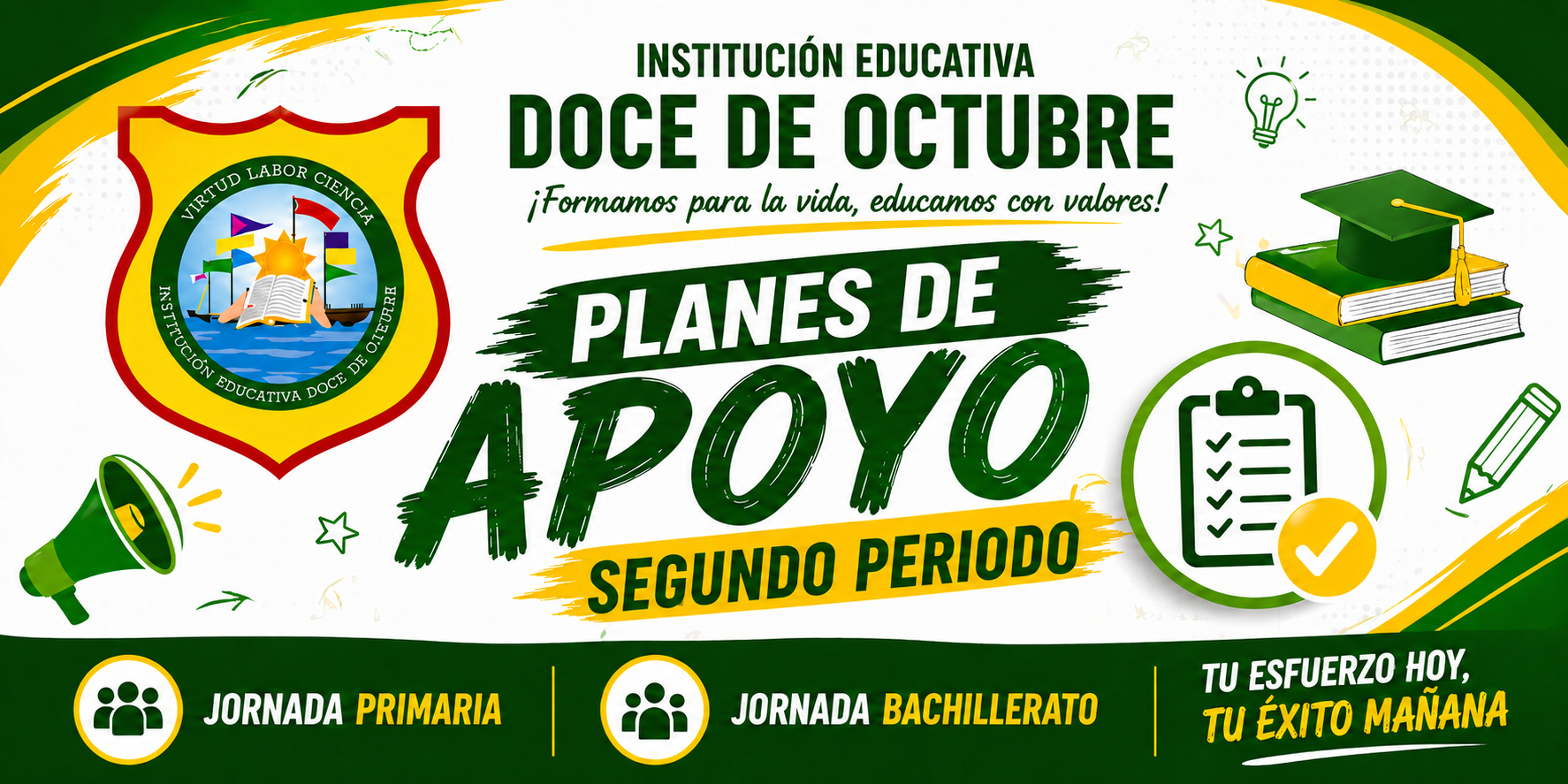 Informamos a toda la comunidad educativa que ya se encuentran disponibles los Planes de Apoyo del Segundo Periodo para las jornadas de primaria y bachillerato.
